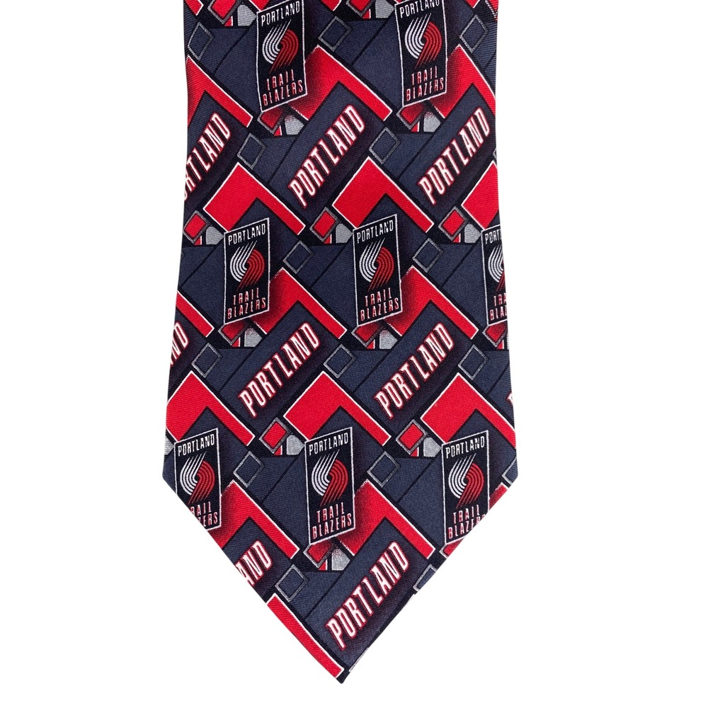 NBA Portland Trail Blazers Mens Silk Necktie Red Black Team Logo Tie 57x4